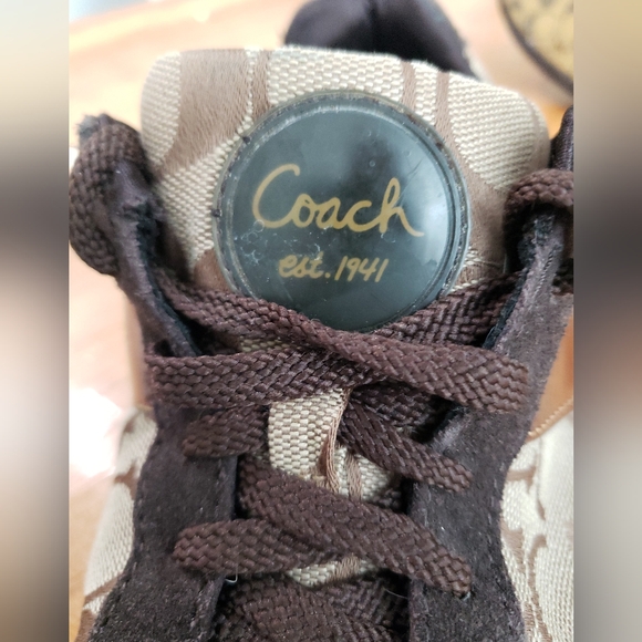 Coach Women's Tan and Brown Signature Sneakers/Pre-Owned/ Designer/ Size 5.5 - Picture 6 of 8